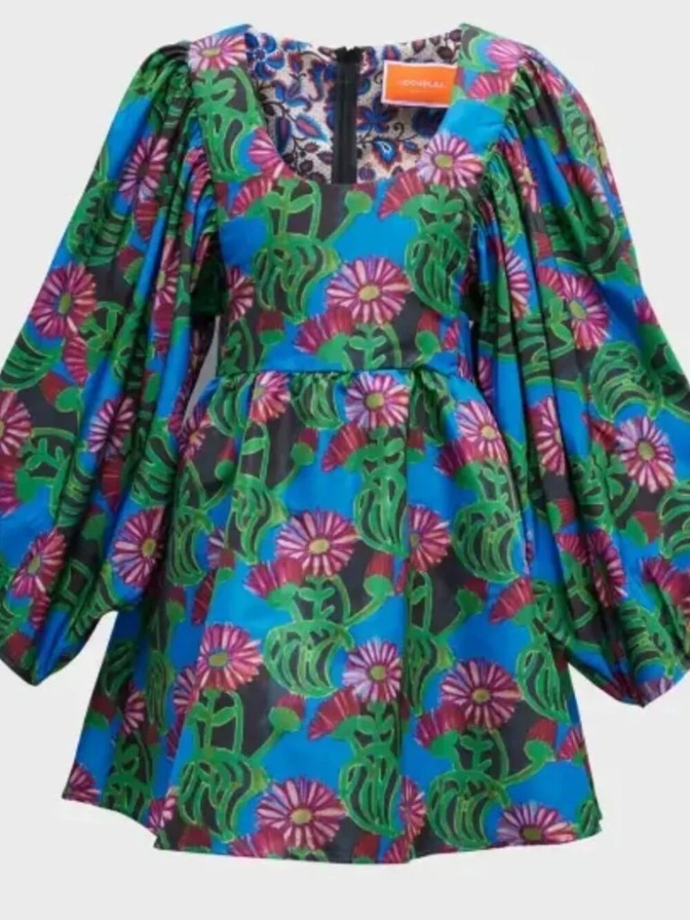 La DoubleJ Dolly Dress Mini Gerber Floral Balloon Sleeve Luxe Faille Gorgeous M